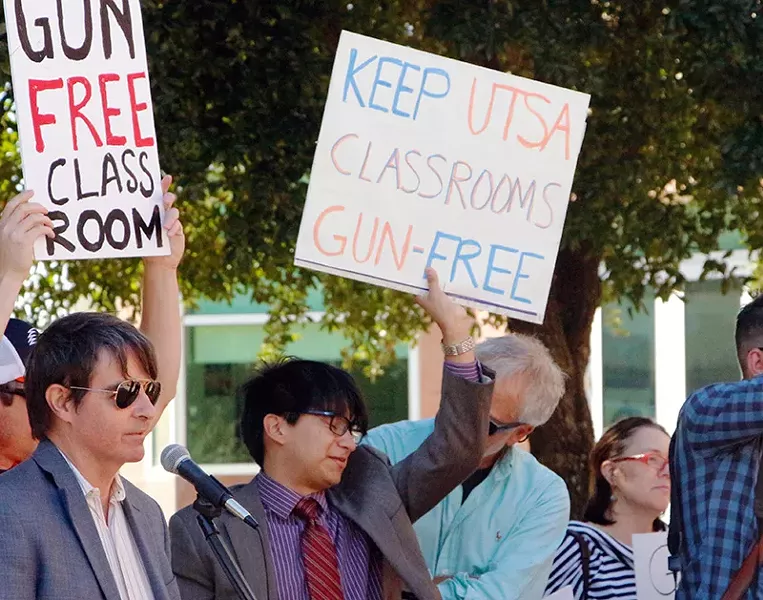 Last week students and faculty held a anti-campus carry rally at the UTSA Downtown Campus. - GABBY MATA