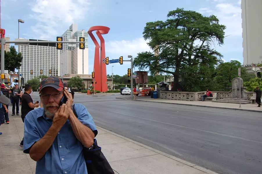Fred Christa speaks with his son, Stephen - MICHAEL MARKS