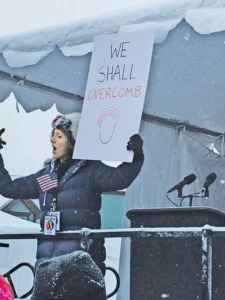 A demonstrator photographed at Sundance by writer Scott Renshaw