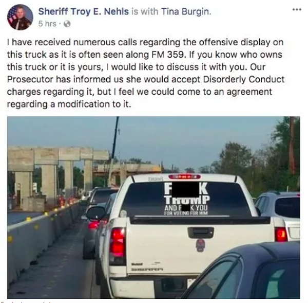 SCREENSHOT FROM TROY NEHLS' FACEBOOK PAGE
