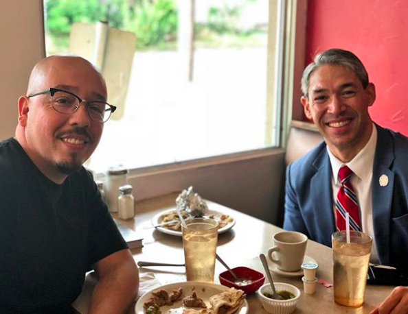Ron Nirenberg eating tacos with The GOAT Shea Serrano - INSTAGRAM / RON_NIRENBERG
