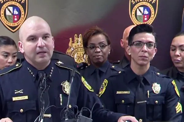 Bexar County Sheriff Javier Salazar speaks during a press conference. - COURTESY OF BEXAR COUNTY SHEIFF'S DEPARTMENT
