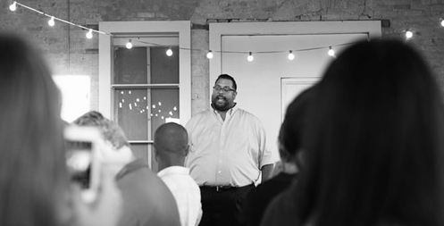Saint City Culinary Foundation founder Joel Rivas speaks to a group. - COURTESY PHOTO / SAINT CITY CULINARY FOUNDATION
