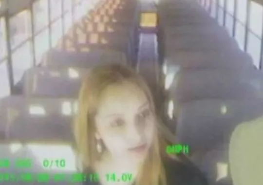Bus surveillance video showing one of three unidentified women who boarded a school bus while intoxicated. - NORTH EAST ISD