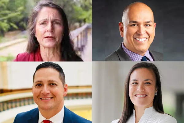 North East ISD District 3 candidates Ione McGinty and Omar Leos. Texas District 23 Congressional candidates Republican Tony Gonzales and Democrat Gina Ortiz Jones. - ALL PHOTOS / FACEBOOK