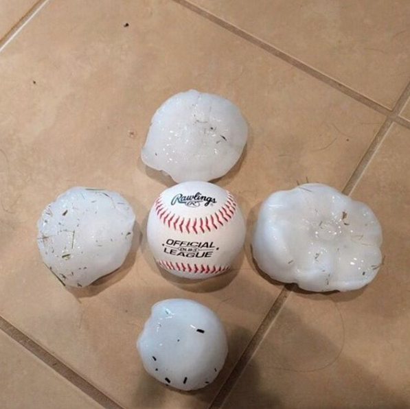 Examples of the baseball-sized hail that fell in San Antonio last night. - INSTAGRAM/PRO_CHRISTIAN_AMERICA