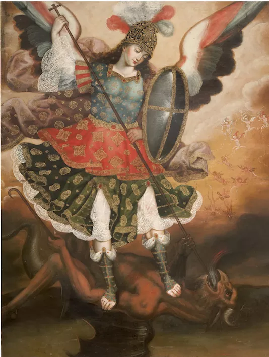 SAINT MICHAEL THE ARCHANGEL, PERUVIAN, CUZCO, 18TH CENTURY