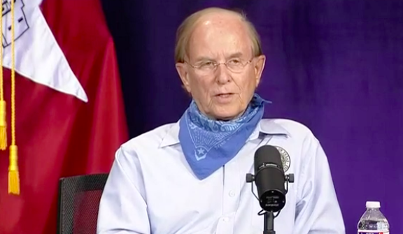 County Judge Nelson Wolff speaks at Monday night's COVID-19 briefing. - SCREEN CAPTURE / KSAT-TV