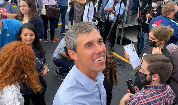 Beto O'Rourke presses the flesh at a recent campaign appearance in San Antonio. - MERADITH GARCIA