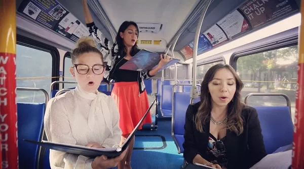 From Those Who Follow the Echoes members practicing on a VIA bus. - COURTESY