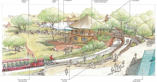 A rendition of the Hogle Zoo’s African Savanna exhibit