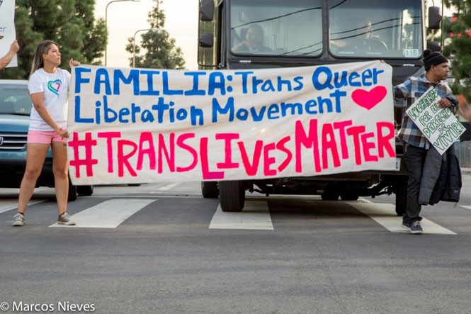 Activists with the Familia Trans Queer Liberation Movement rally in California. Leaders of the Utah branch hope to build a similar level of engagement locally.