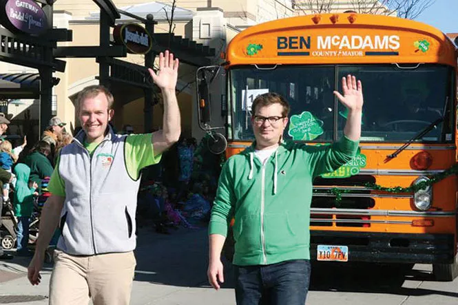 Ben McAdams, left, and Justin Miller out on the mayoral stump - MCADAMS FOR MAYOR CAMPAIGN