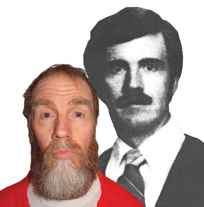 Dan Lafferty in the Utah State Prison and in a 1982 photo from The Daily Herald