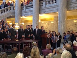 Governor Herbert offers remarks at the ceremonial signing of Senate Bill 296