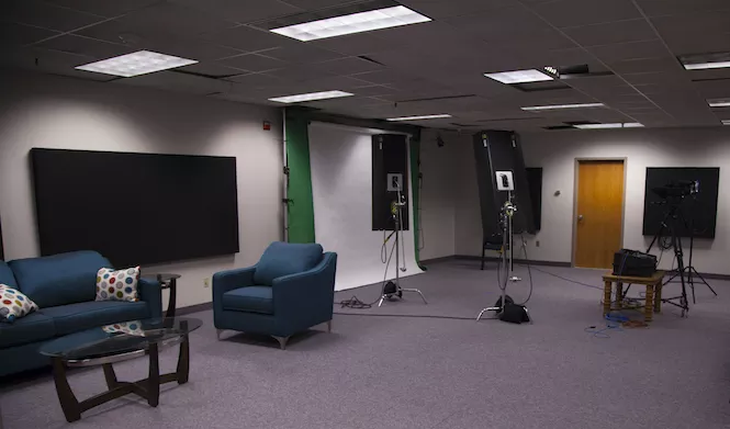 The Standard-Examiner's newsroom now includes a TV-like studio for filming fideo - STEVE HAYNIE