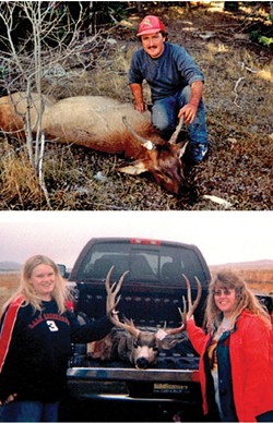 Top: Robert with a kill - Bottom: Jensen family members on a hunt