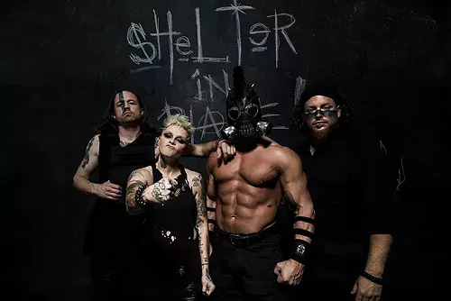 Justin Kier, left, Otep Shamaya, middle left, Aristotle Mihalopoulos, middle right, and Andrew Barnes of Otep. - PR BROWN