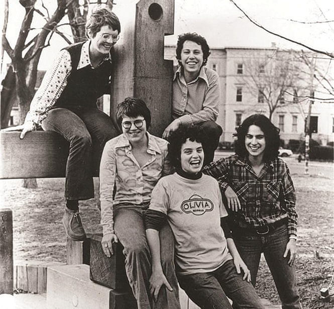 The Olivia Records collective in 1973, with co-founderJudy Dlugacz, far right. - JEB