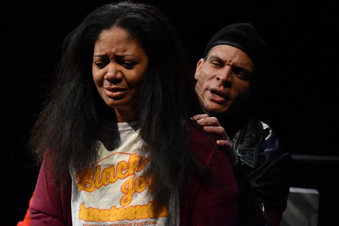 Latoya Cameron and Calbert Beck in Plan-B Theatre Company's production of The Clean-Up Project - SHARAH MESERVY