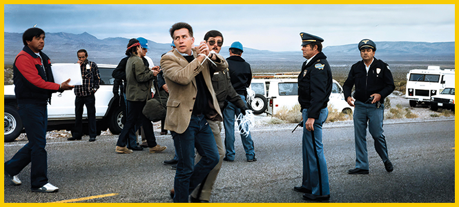 Actor Martin Sheen protests nuclear testing in a scene from Downwind. - SLAMDANCE