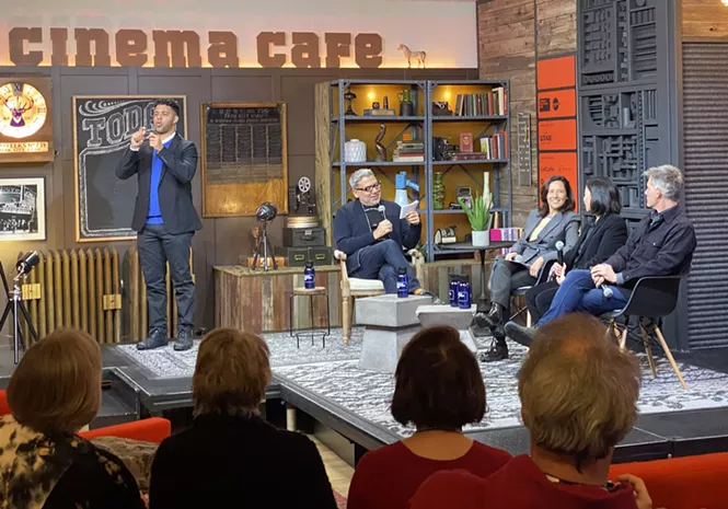 Incoming Sundance Film Festival director Eugene Hernandez (center) leads a discussion of top Sundance leaders at an opening-day press conference in Park City on Thursday, Jan. 19. - BENJAMIN WOOD