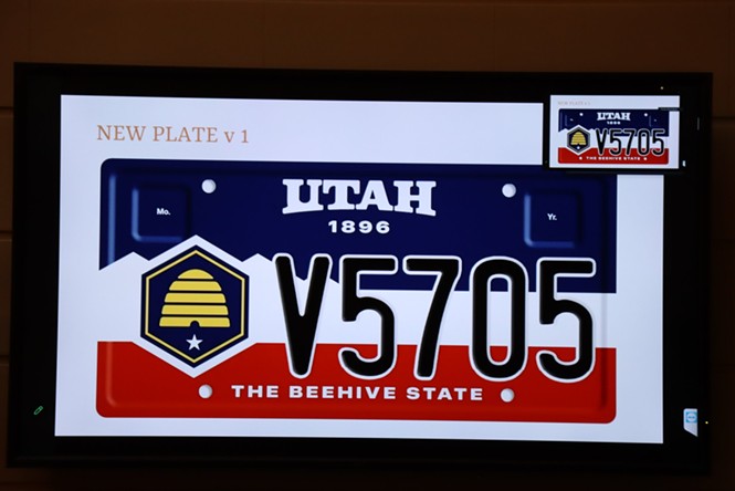 Adoption of a new state flag would be coupled with the creation of a new license plate for Utah drivers. - COURTESY UTAH SENATE