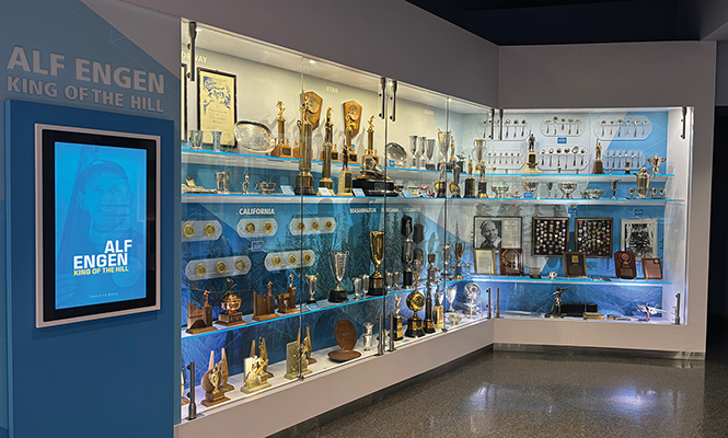 Trophies and awards fill a display case at the Alf Engen Ski Museum. - BIANCA DUMAS