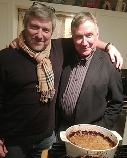 The author and Meyer in front of the former's attempt at a cassoulet.