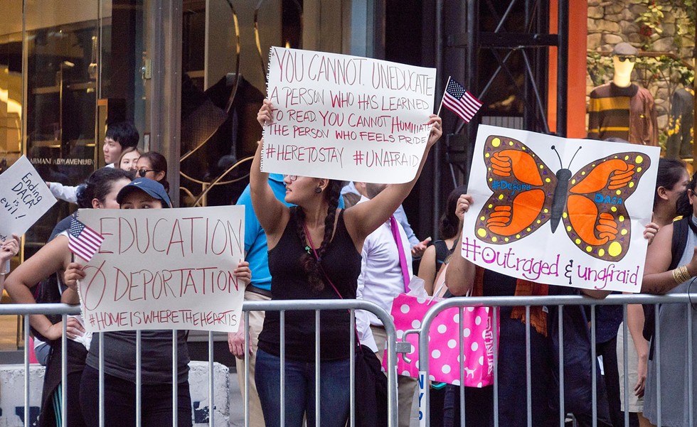 Pro DACA protesters gather outside Trump Tower on Tuesday, Sept. 5. - RHODODENDRITES VIA WIKIMEDIA COMMONS