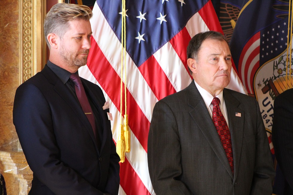 Equality Utah Executive Director Troy Williams (L), is one of 12 members of the governor's newly appointed task force. - ENRIQUE LIMÓN