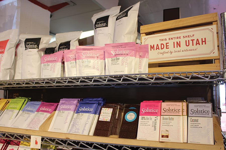 A cross-section of Utah-made chocolates available at Caputo’s Market & Deli. According to market statistics, the Beehive State has the biggest sweet tooth in the country, gobbling more than twice the national candy consumption average. - ENRIQUE LIMÓN