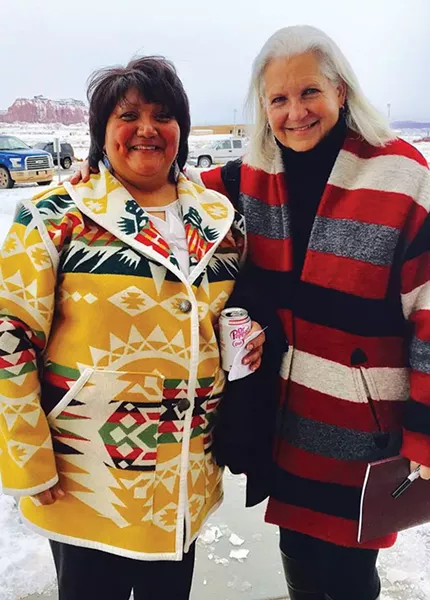 Ute councilwoman ReGina Lopez-Whiteskunk and author Terry Tempest Williams