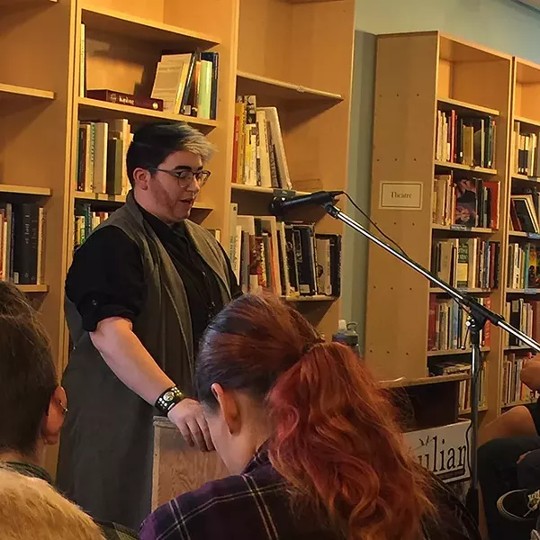 Writer Jayce Grimshaw at April 17 release event for peculiar - SPENCER BALLARD
