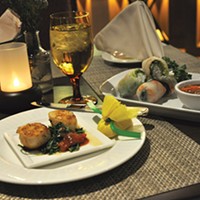 Lucky H Bar & Grill's seared scallops & Vietnamese spring rolls at Little America