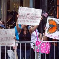 Pro DACA protesters gather outside Trump Tower on Tuesday, Sept. 5.