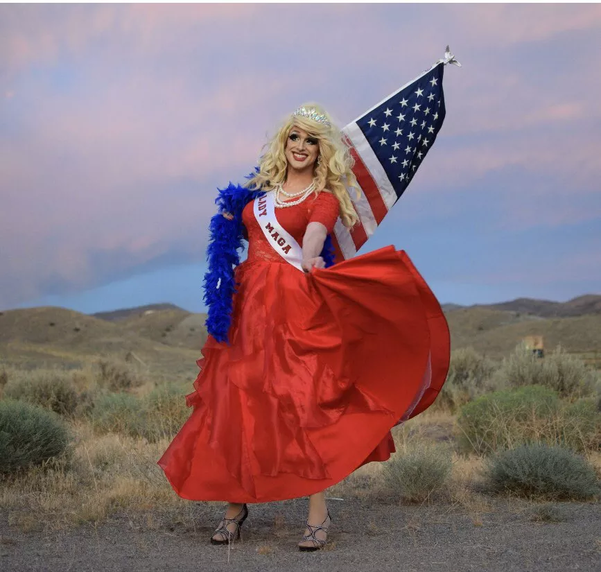 Liberals never bothered her anyway. “This is my way of serving my country as a patriot,” drag queen Ryanna Woods says of new Lady MAGA persona. - TWITTER/@LADYMAGAUSA