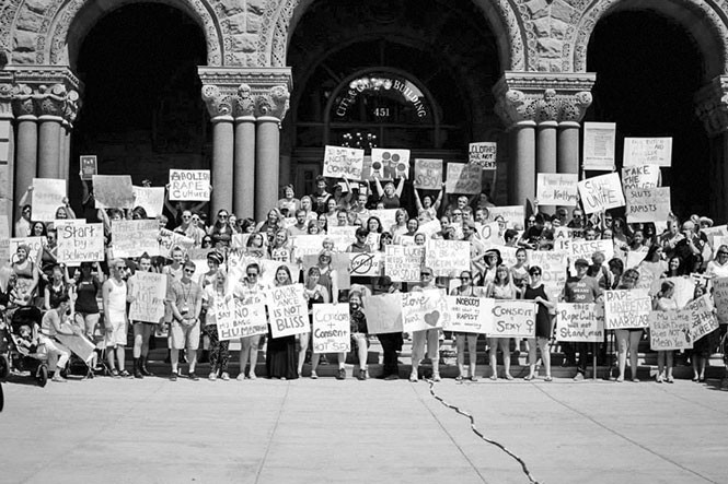 Participants of SlutWalk 2014 pose in front of Salt Lake City and County Building - FACEBOOK.COM/SLUTWALKSLC