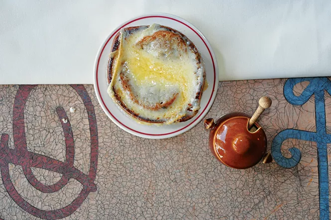 French onion soup at The Paris - DEREK CARLISLE