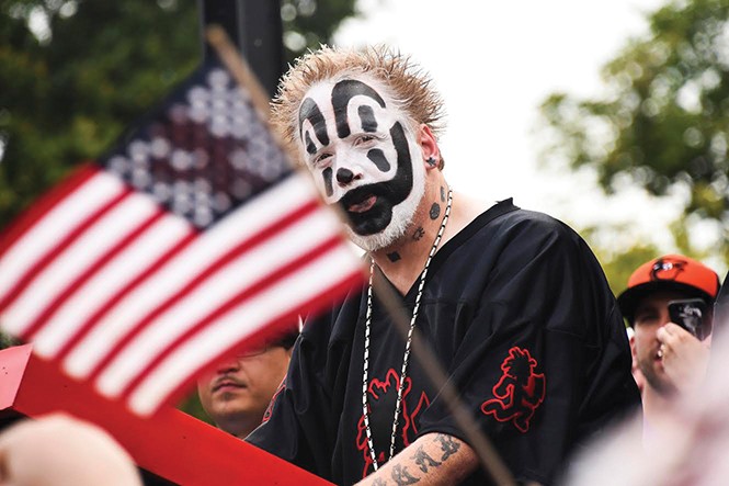 Juggalos rally in front of the Lincoln Memorial on Sept. 16, protesting the FBI’s designattion of them as a “loosely organized hybrid gang.” - J.M. GIORDANO