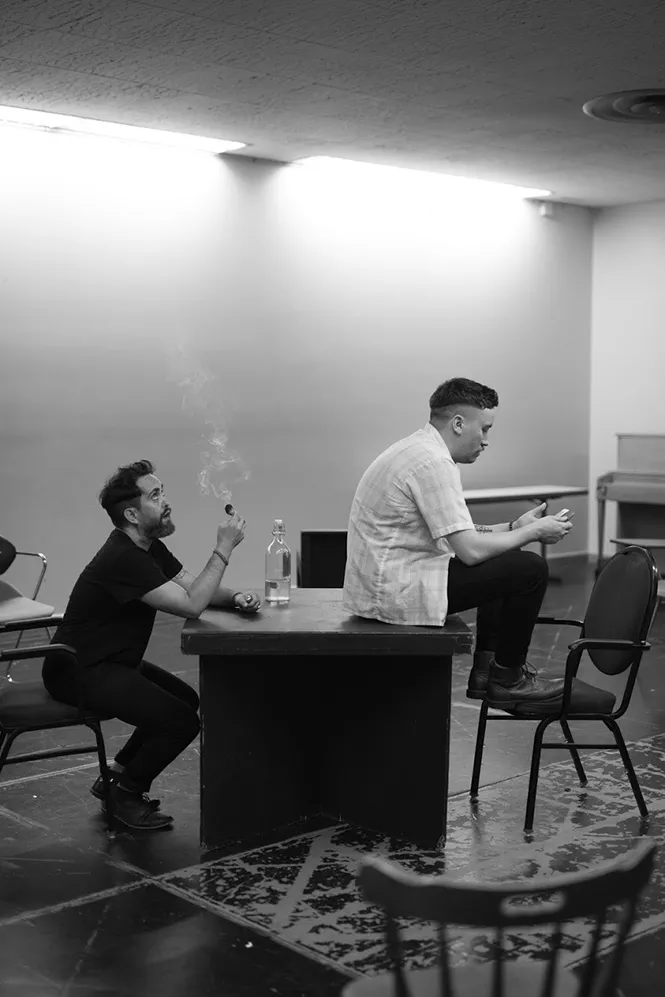Whit Hertford and Austin Archer in rehearsal for The Aliens. - HALEY HOOVER