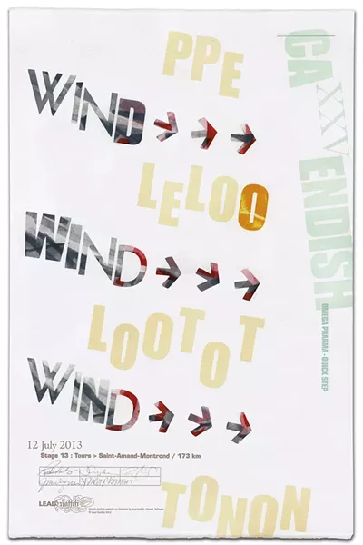A letterpress print inspired by last summer's Tour de France