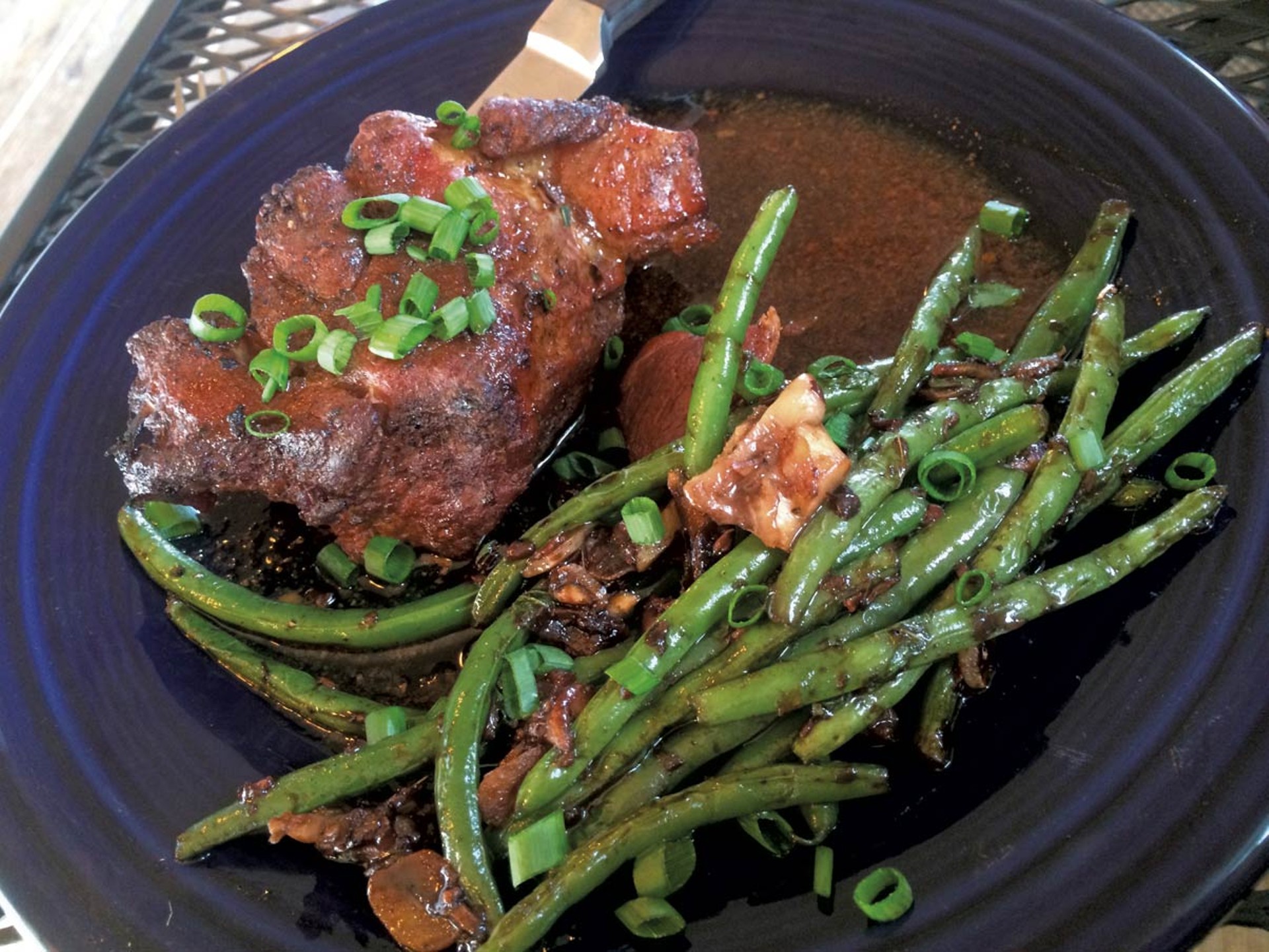 Braised pork with green beans at Zach's Caf&eacute;