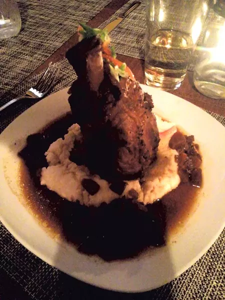 Cider-braised pork shank at the Elusive Moose - COURTESY OF ETHAN DE SEIFE