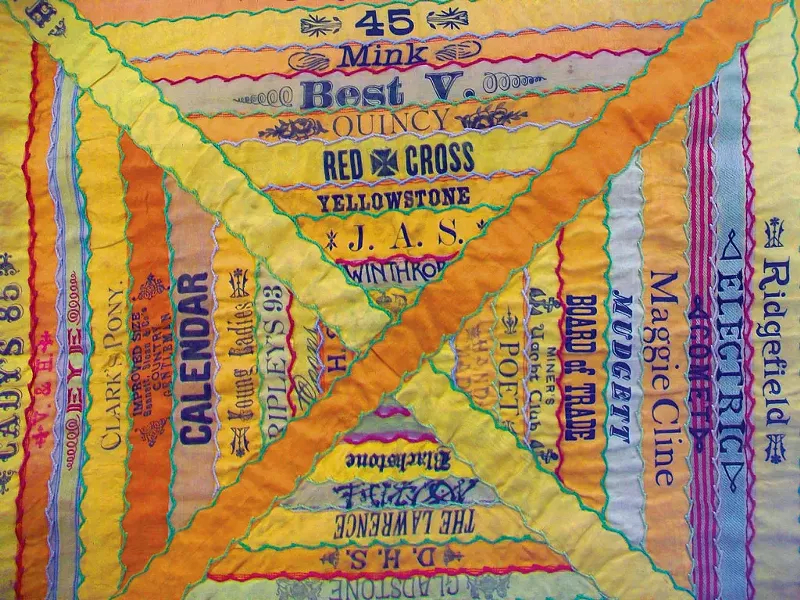 Cigar Ribbon Quilt that inspired the poem "Union Label" by David Weinstock - COURTESY OF THE HENRY SHELDON MUSEUM