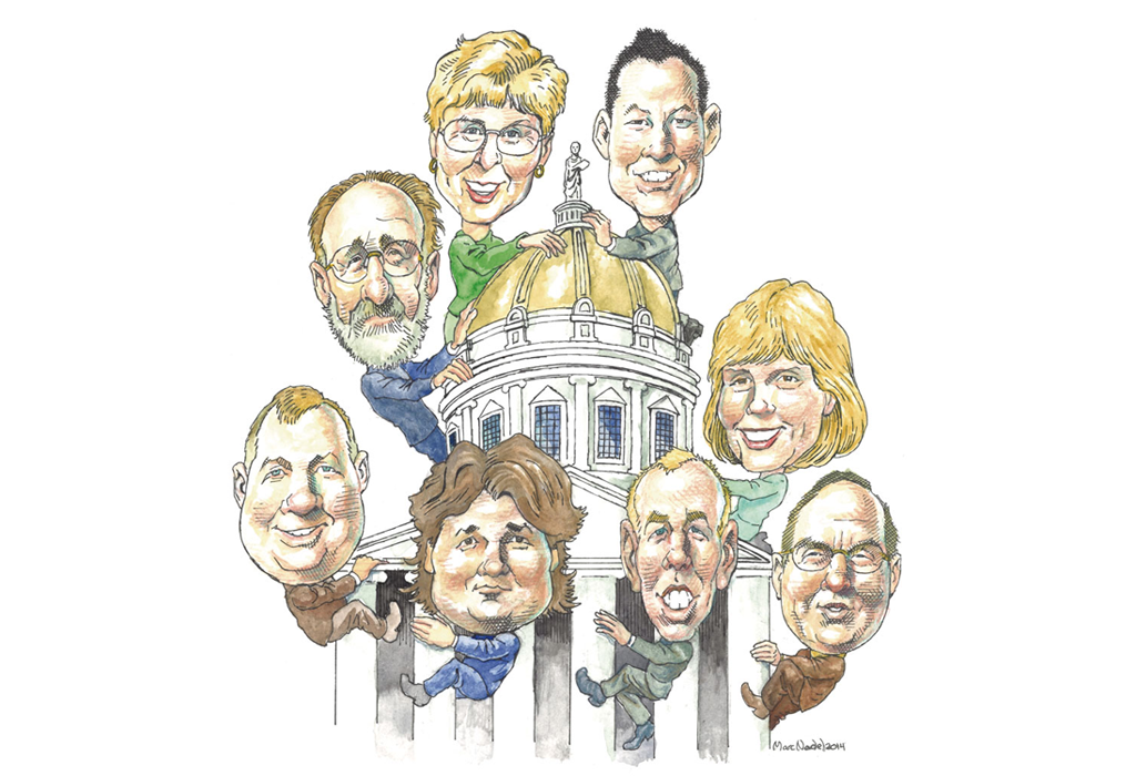 Clockwise from top right: Michael Ly (R), Jean O'Sullivan (D), Roy Collette (L), Scot Shumski(R), Loyal Ploof (L), Kurt Wright (R), Bob Hooper (D), Joanna Cole (D) - MARC NADEL