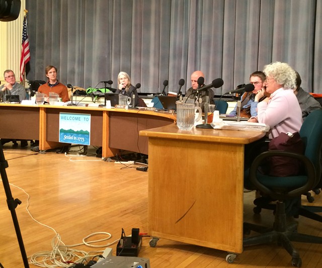 Councilor Sharon Bushor, far right, voices concerns about the city's new naming policy for city parks at Monday's city council meeting. - ALICIA FREESE