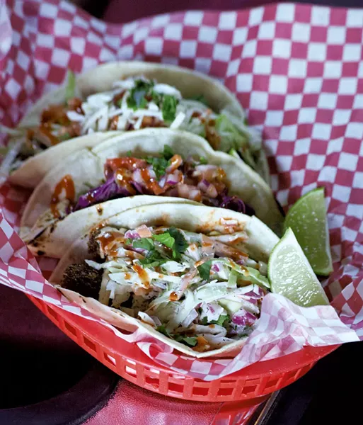 Fish and beef tacos at Manhattan Pizza & Pub - MATTHEW THORSEN