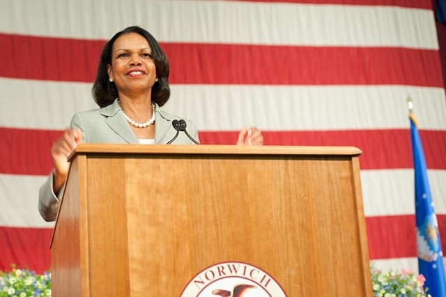 Former Secretary of State Condoleezza Rice speaks at Norwich University - NATALIE WILLIAMS