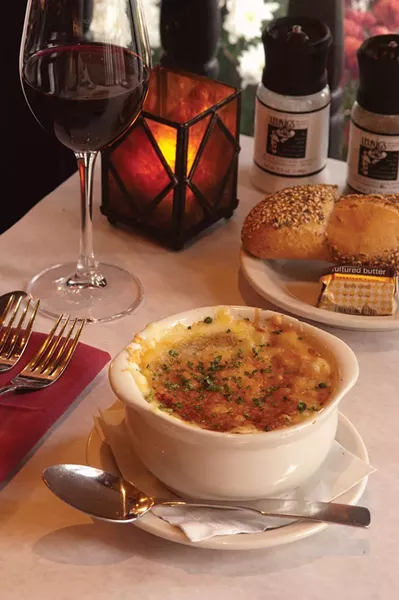 French onion soup at Leunig's Bistro and Café in Burlington
